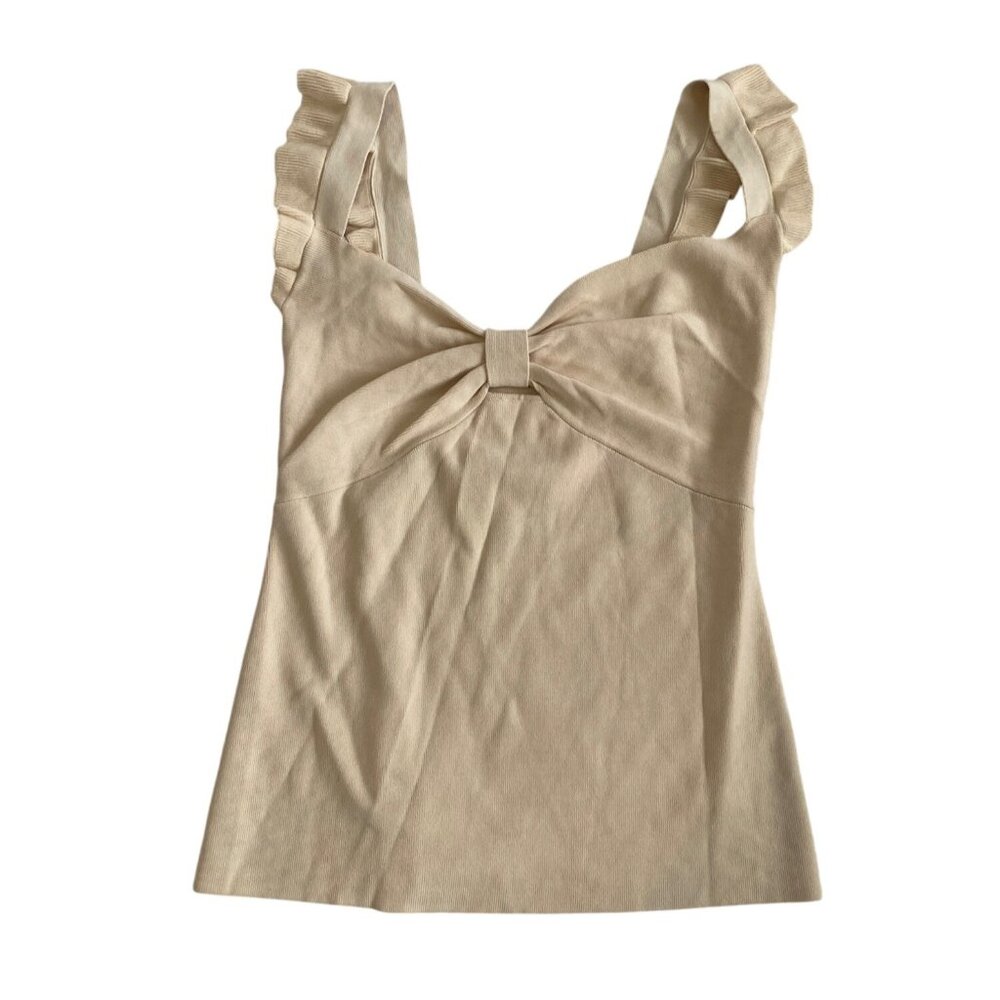 Bebe Metallic Halter Neck Sweater Top Medium NWT Gold Tan Chic Casual